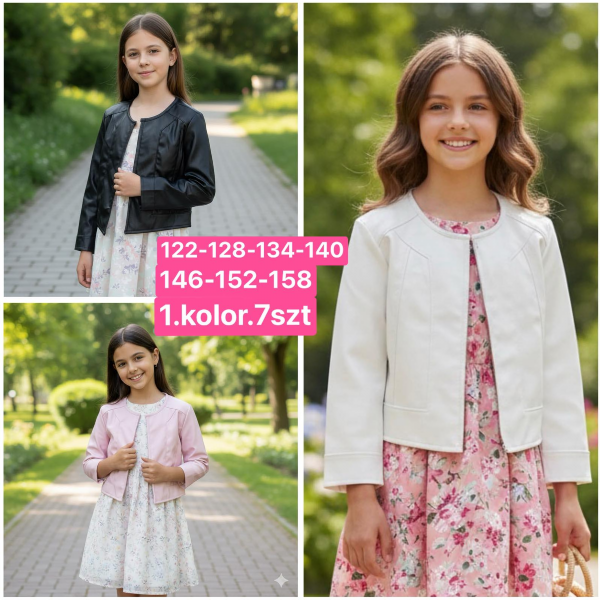 Bluzy dziewczęce Roz 122-158, 1 kolor Paczka 7 szt